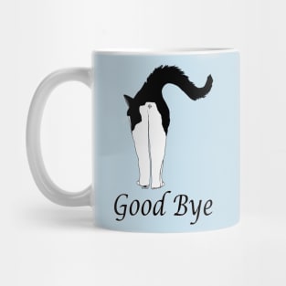 Cute Tuxedo Cat says Good Bye  Copyright TeAnne Mug